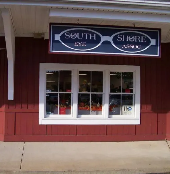 The hand painted South Shore Eye Associates sign above the shop window on Depot Street